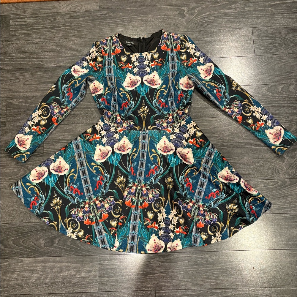 bebe Multicolor Floral Quilted Jacquard Dress